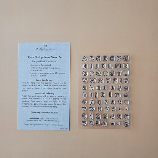 Soft Rounded Outline Alphabet Stamp Set — Set D