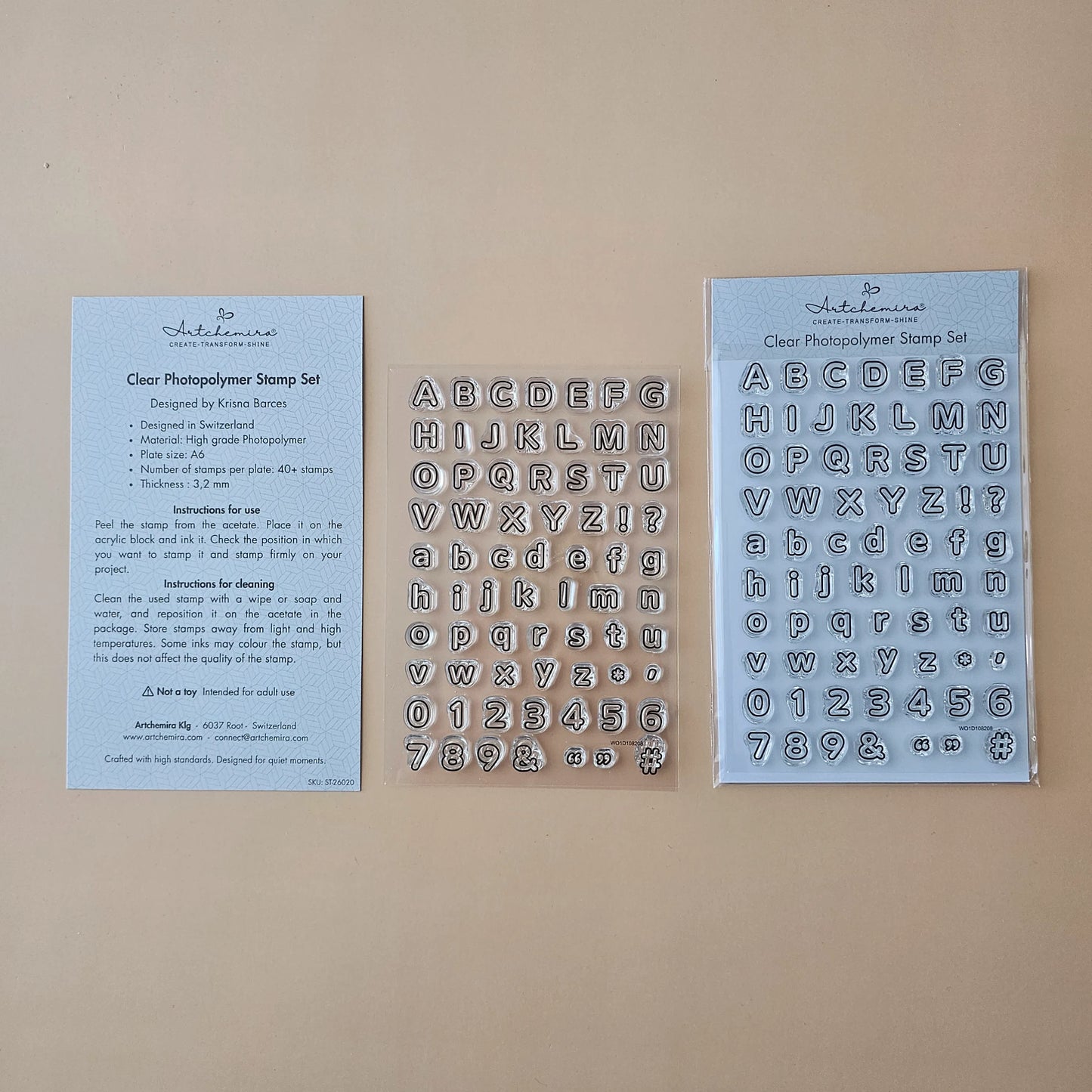 Soft Rounded Outline Alphabet Stamp Set — Set D