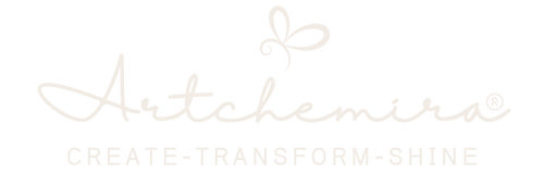 Artchemira logo with butterfly symbol and tagline Create‑Transform‑Shine
