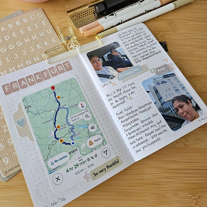 Artchemira journal how-to spread with map, handwritten notes, and mixed media page layout